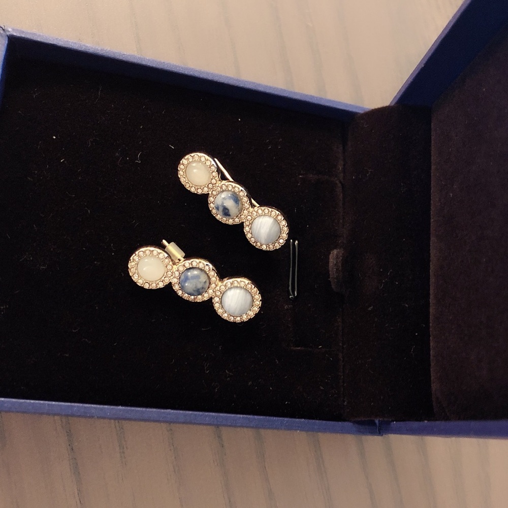Gold n blue ear studs